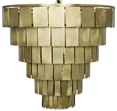 Noir Shield Chandelier in Antique Brass LAMP610MB