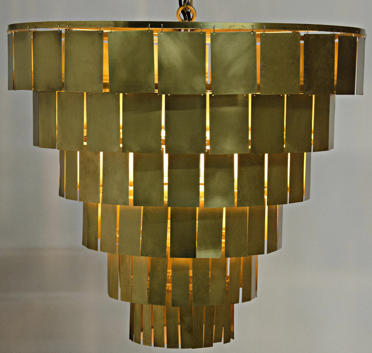 Noir Shield Chandelier in Antique Brass LAMP610MB