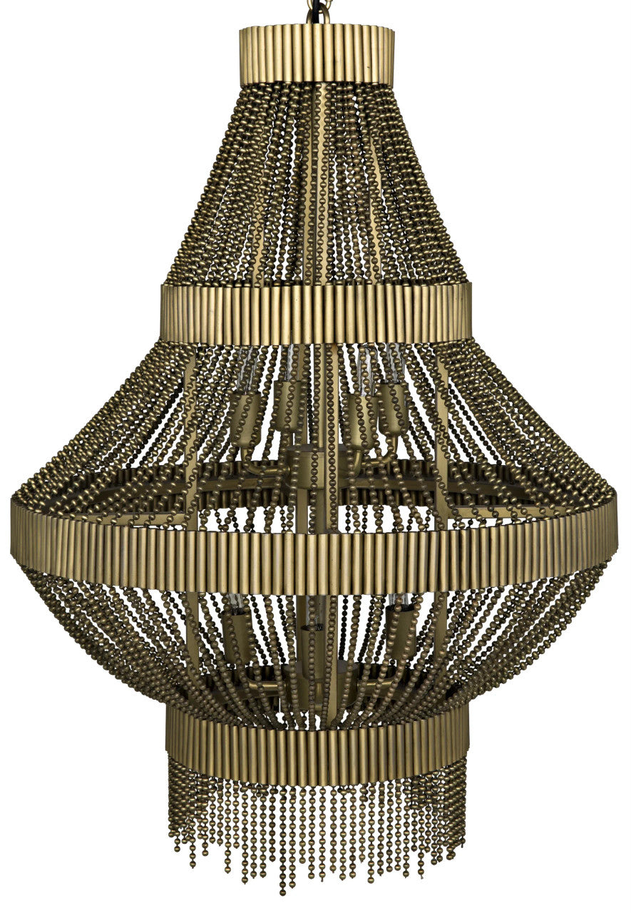 Noir Domo Chandelier in Antique Brass LAMP695MB