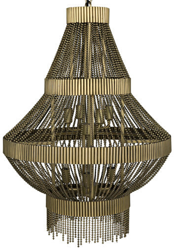 Noir Domo Chandelier in Antique Brass LAMP695MB