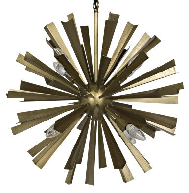 Noir Bero Chandelier in Antique Brass LAMP696MB