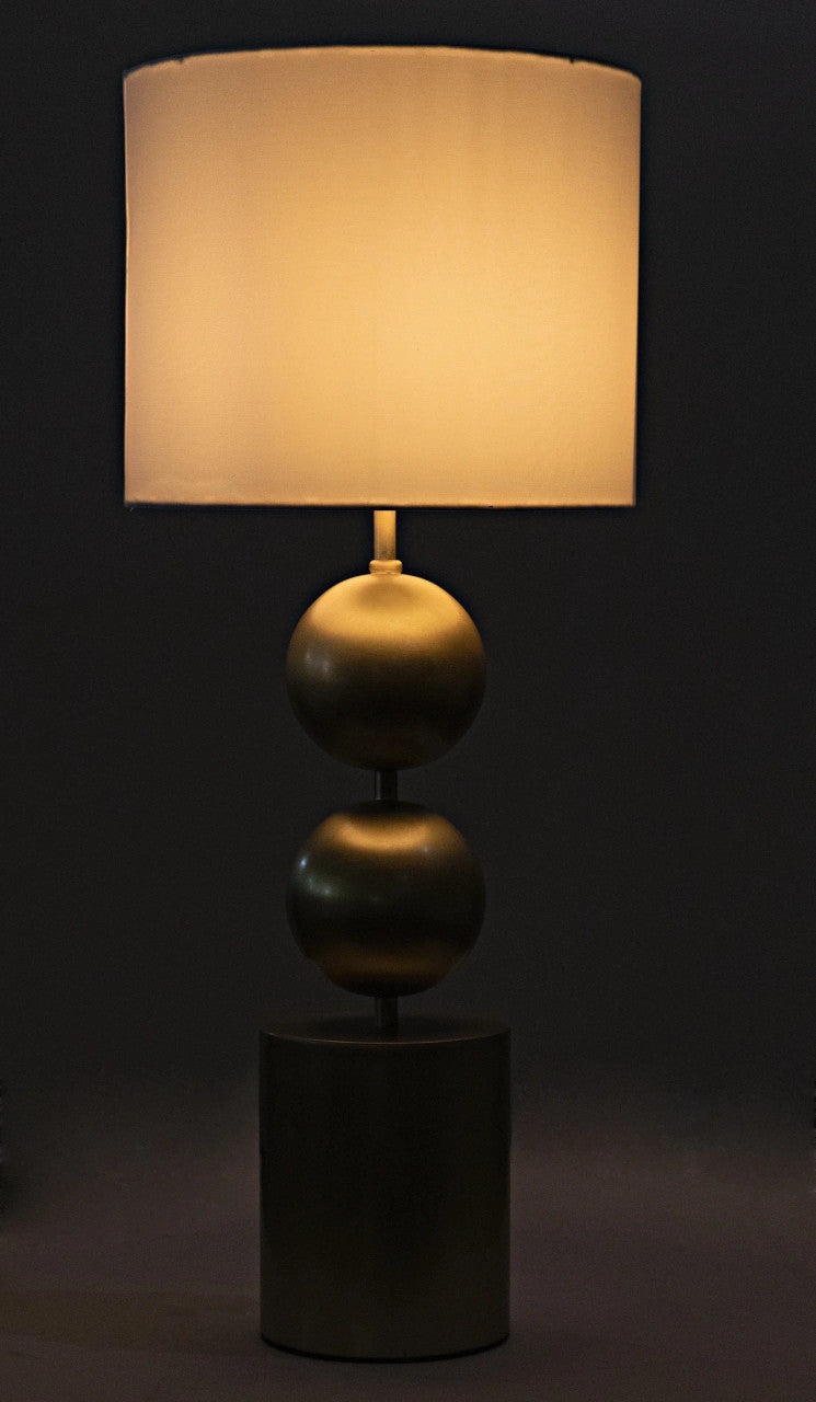 Noir Tulum Table Lamp with Shade in Antique Brass LAMP709MBSH