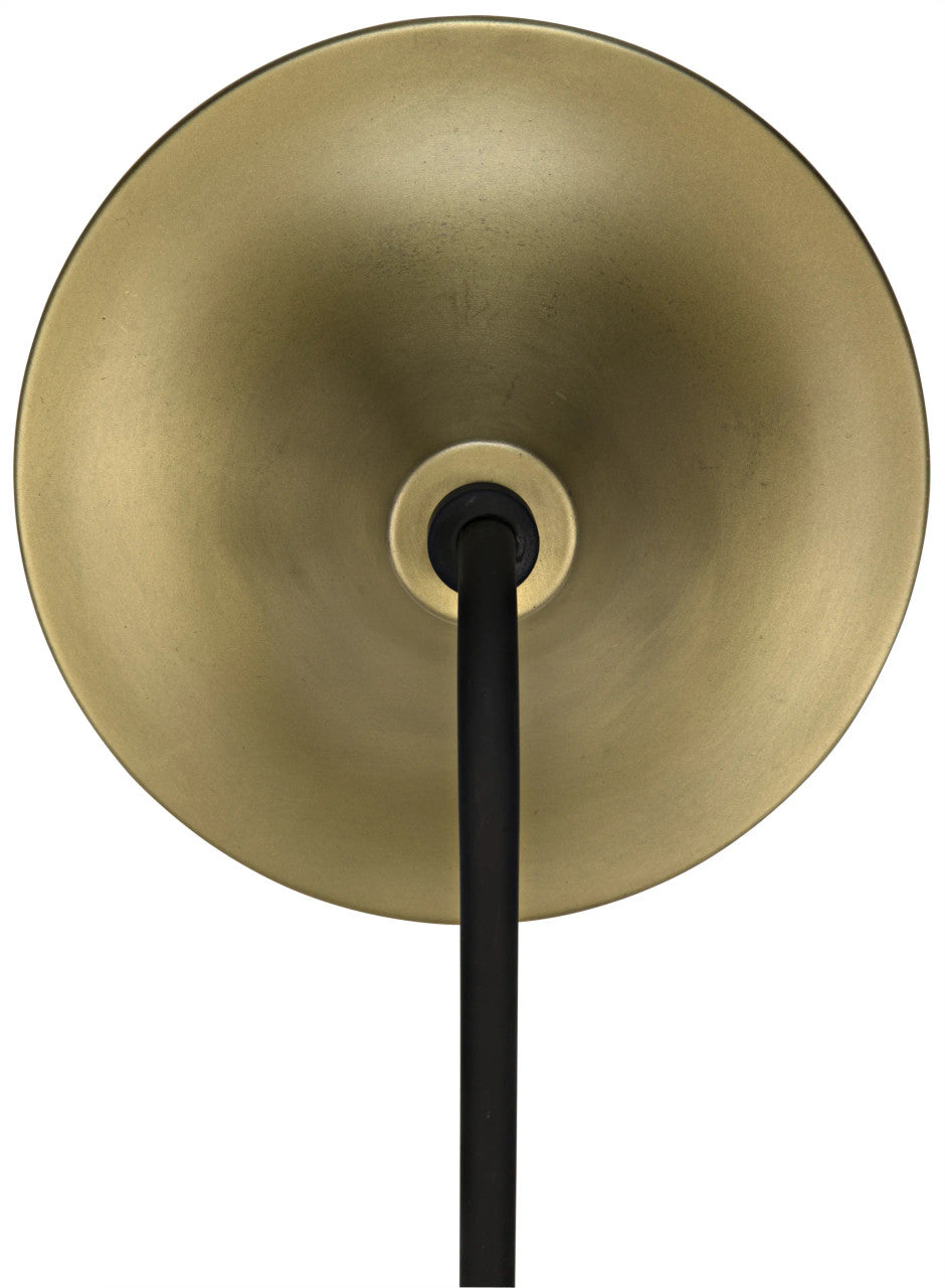 Noir Messala Sconce in Matte Black and Antique Brass LAMP725MTB