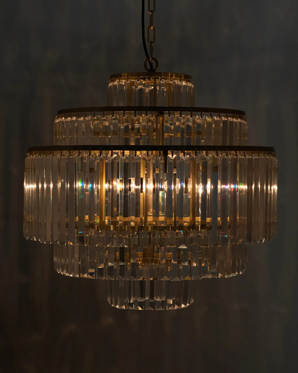 Noir Quintus Chandelier in Antique Brass LAMP727MB