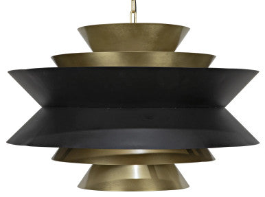 Noir Arion Pendant in Matte Black and Antique Brass LAMP776MB