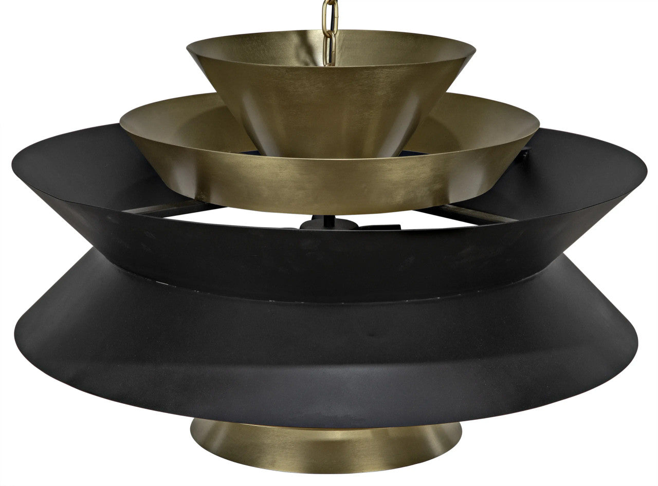 Noir Arion Pendant in Matte Black and Antique Brass LAMP776MB