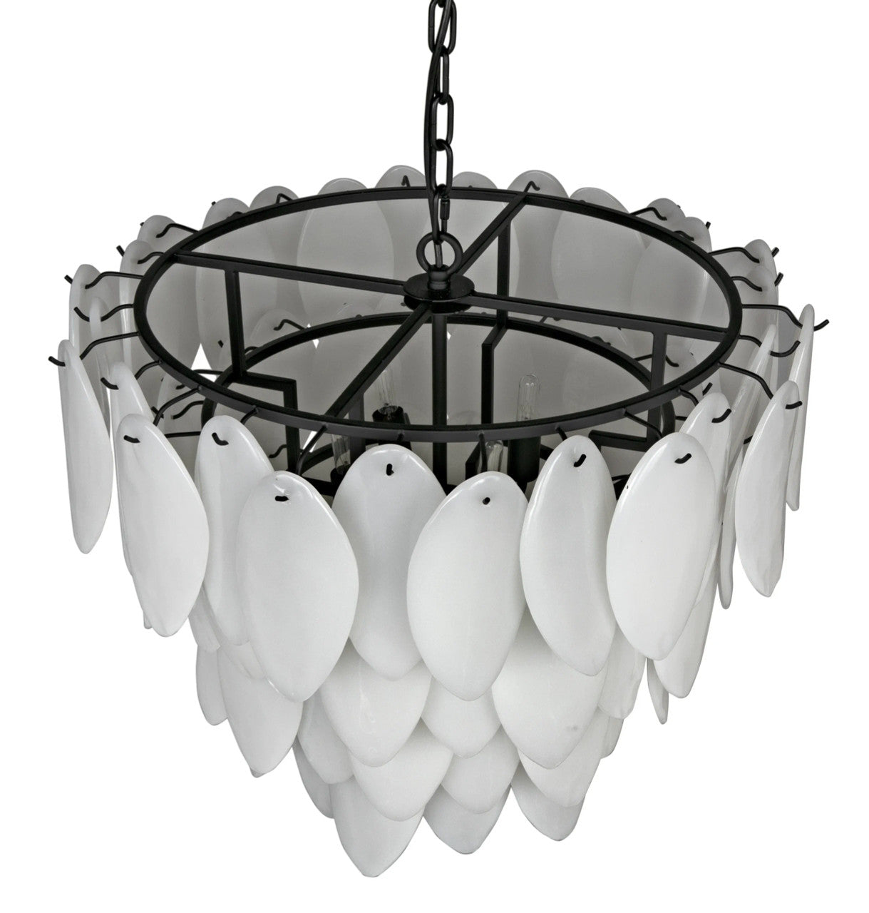 Noir Lotus Chandelier in Matte Black LAMP780MTB