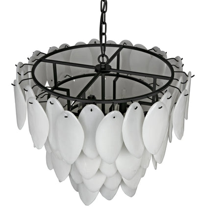 Noir Lotus Chandelier in Matte Black LAMP780MTB