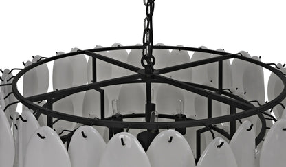 Noir Lotus Chandelier in Matte Black LAMP782MTB