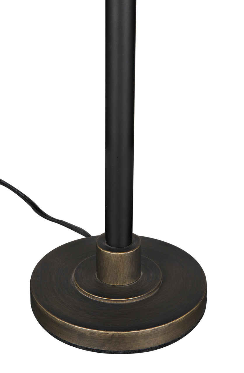 Noir Lighthouse Lamp in Matte Black with Antique Brass Accents LAMP793