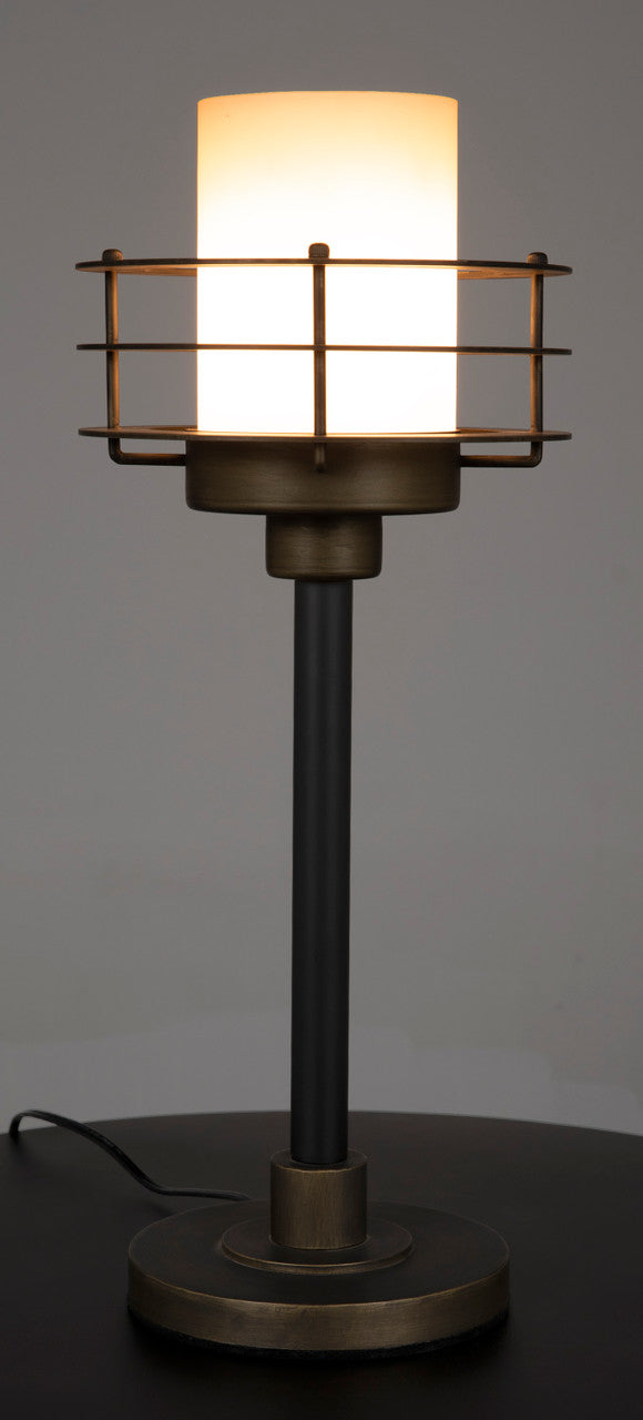 Noir Lighthouse Lamp in Matte Black with Antique Brass Accents LAMP793