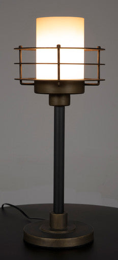 Noir Lighthouse Lamp in Matte Black with Antique Brass Accents LAMP793