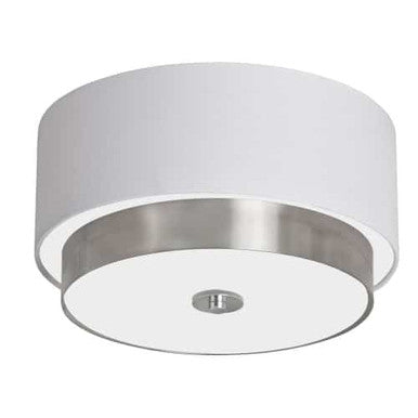 Dainolite 14" Flush Mount Satin Chrome Finish with White Shade LAR-143FH-SC