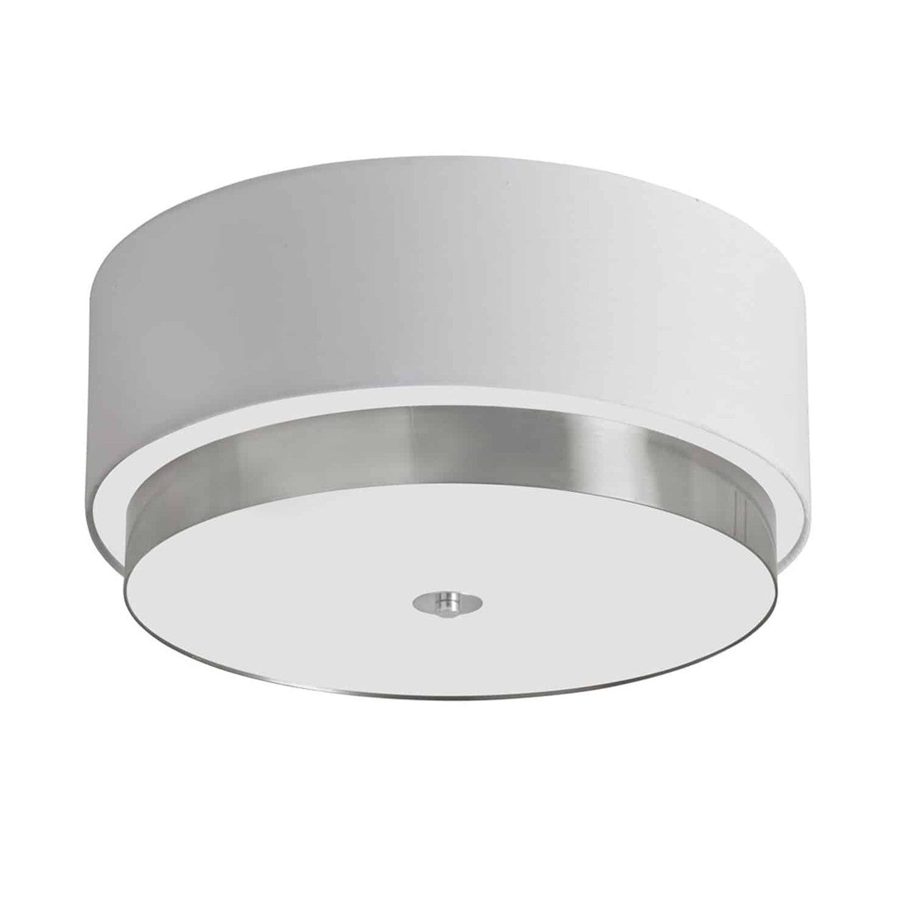 Dainolite 20" Flush Mount Satin Chrome Finish with White Linen Shade LAR-203FH-SC