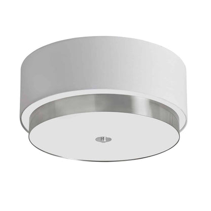 Dainolite 20" Flush Mount Satin Chrome Finish with White Linen Shade LAR-203FH-SC