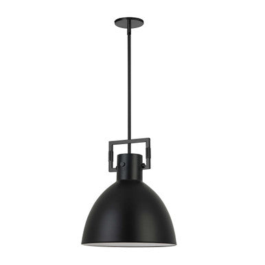 Dainolite 1 Light Incandescent Pendant, Matte Black w/ Matte Black Metal Shade LBY-141P-MB-MB