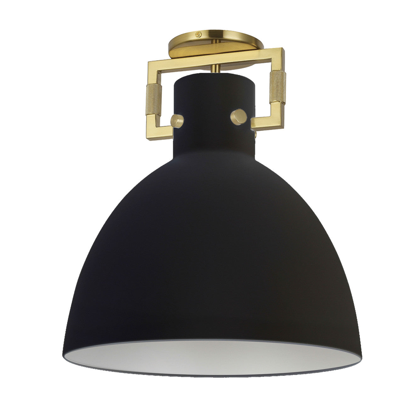 Dainolite 1 Light Incandescent Liberty Semi-Flush Mount Matte Black w/ a Matte Black Shade LBY-151SF-MB-AGB