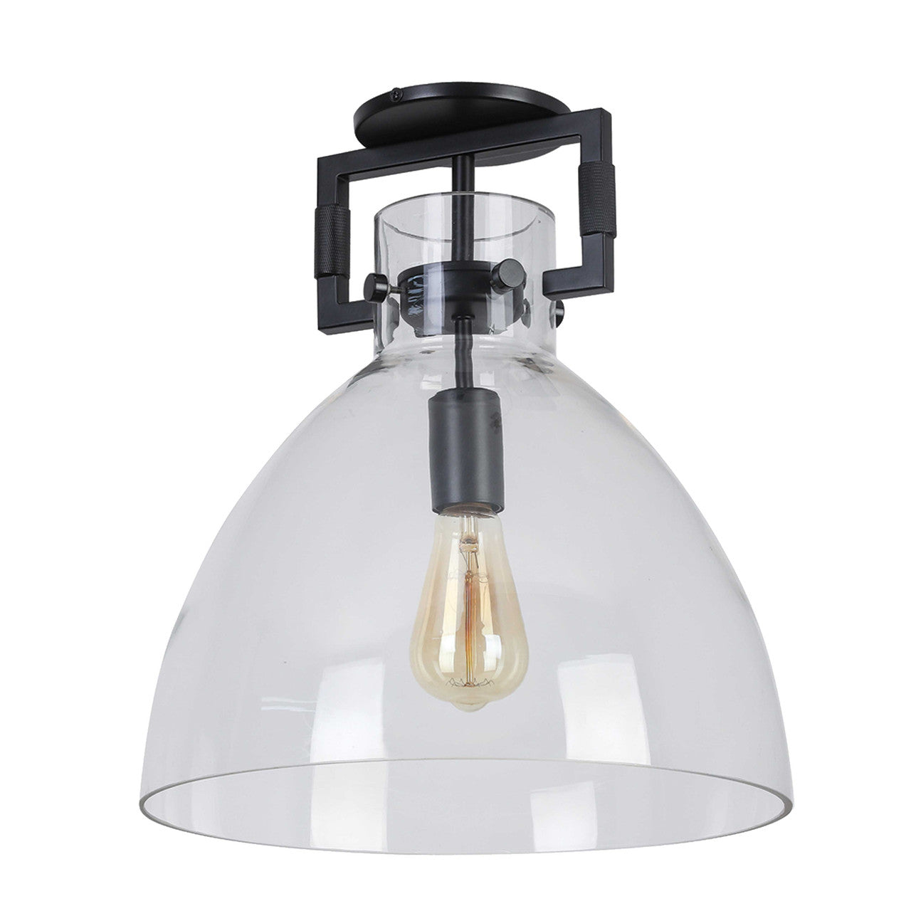 Dainolite 1 Light Semi Flush Mount, Matte Black with Clear Glass LBY-151SF-MB