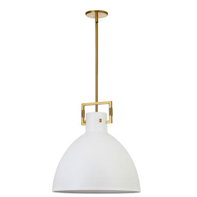 Dainolite 1 Light Incandescent Pendant Aged Brass with Matte White Metal Shade LBY-201P-MW-AGB