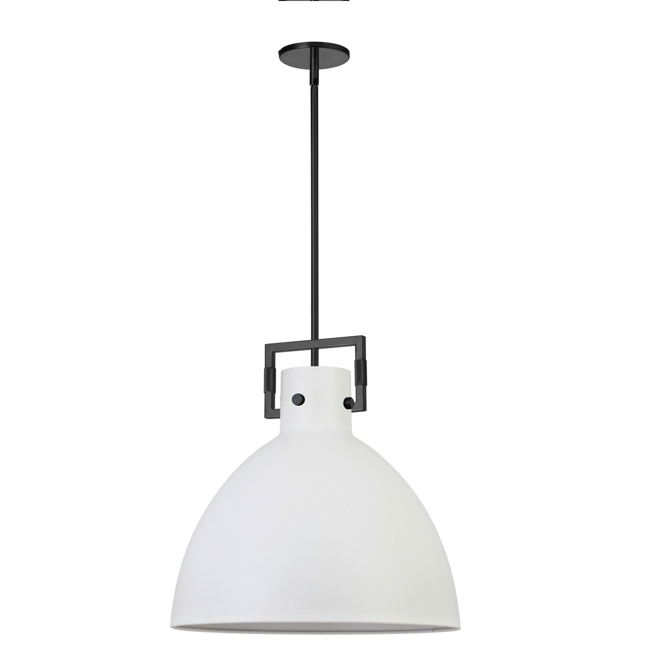 Dainolite 1 Light Incandescent Pendant Matte Black with Matte White Metal Shade LBY-201P-MW-MB