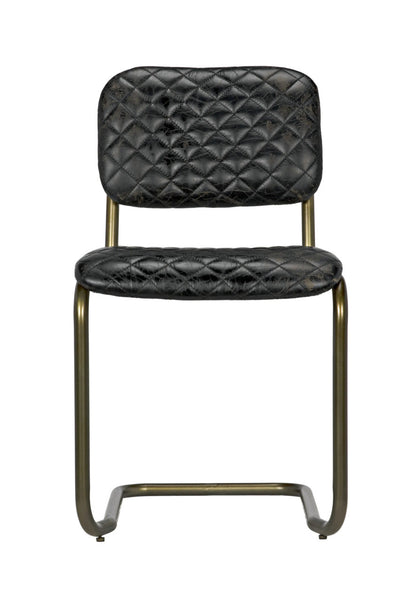 Noir 0037 Dining Chair in Matte Black and Antique Brass LEA-C0037B