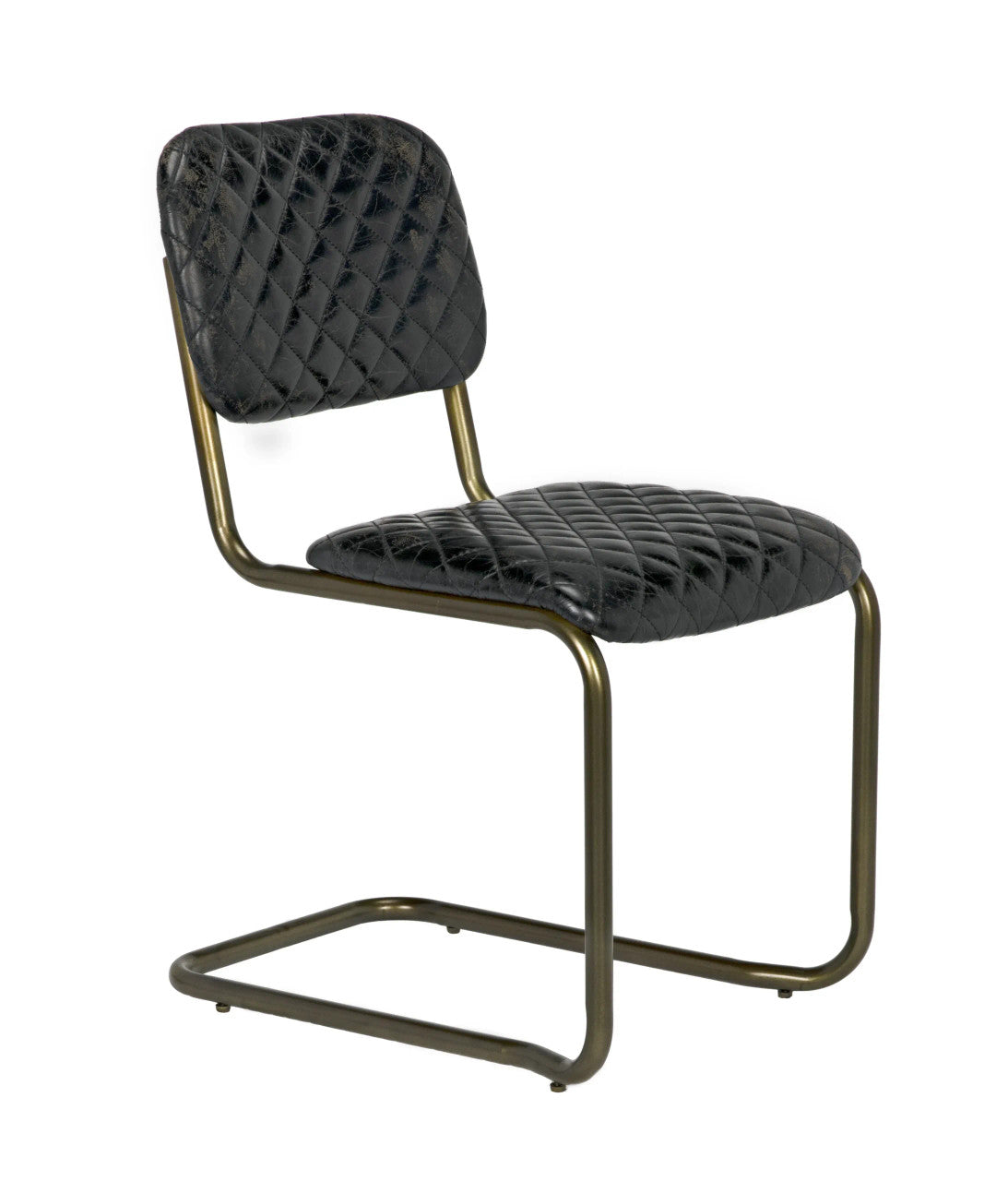 Noir 0037 Dining Chair in Matte Black and Antique Brass LEA-C0037B