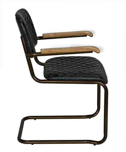 Noir 0045 Arm Chair in Dark Walnut and Antique Brass LEA-C0045B