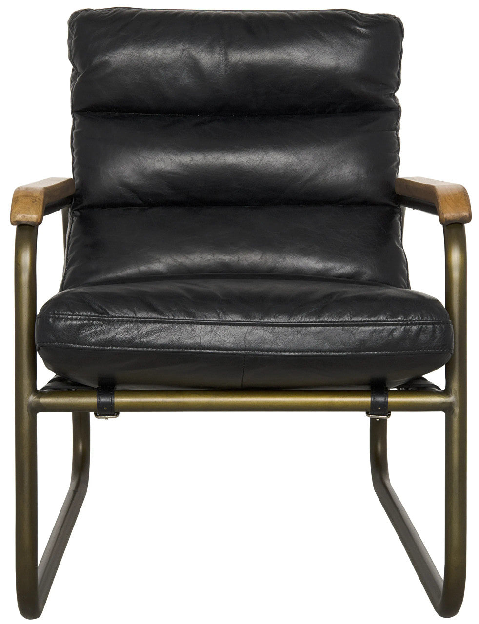 Noir Cowhide Arm Chair in Dark Walnut and Antique Brass LEA-C0118-1D