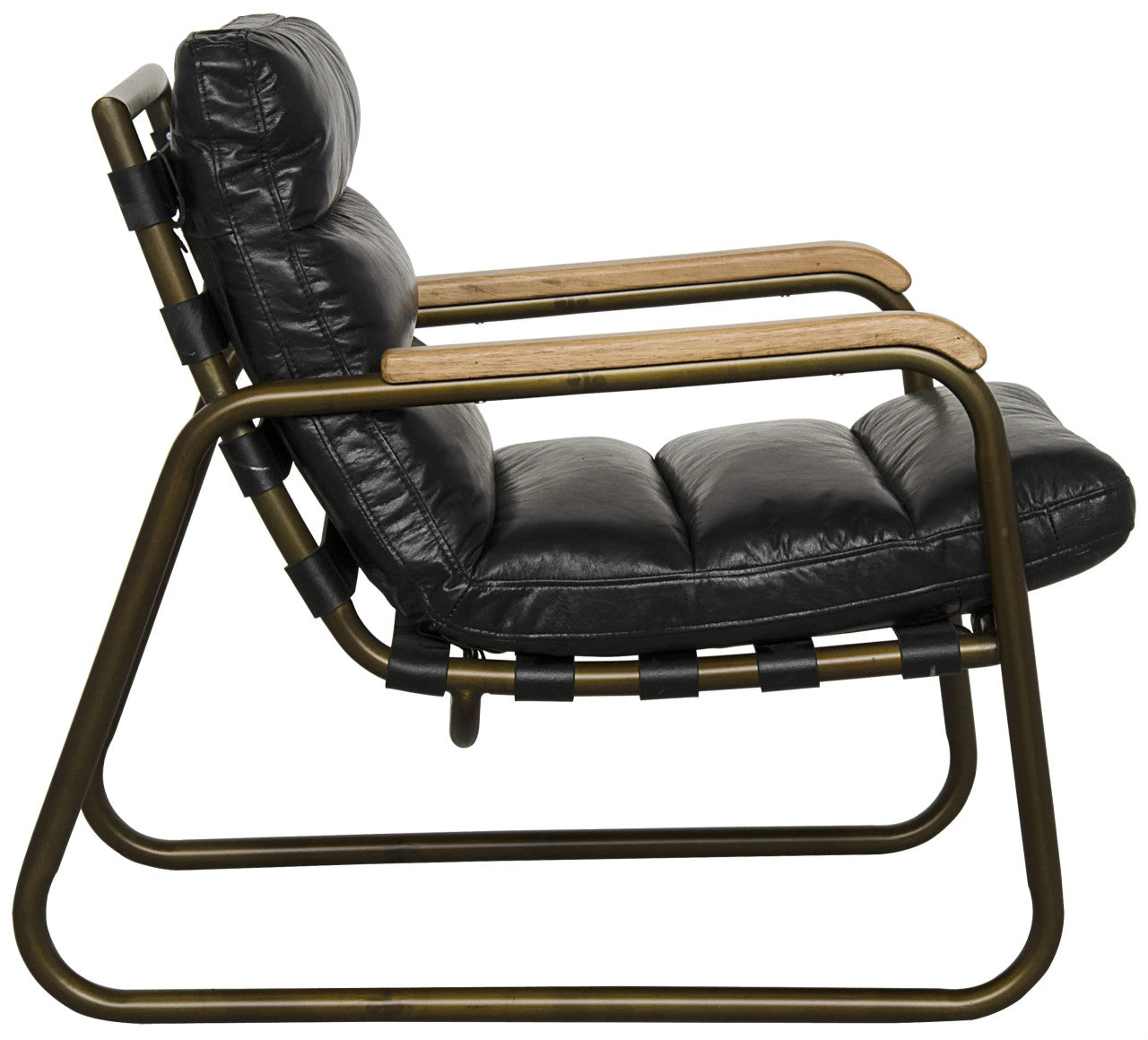 Noir Cowhide Arm Chair in Dark Walnut and Antique Brass LEA-C0118-1D