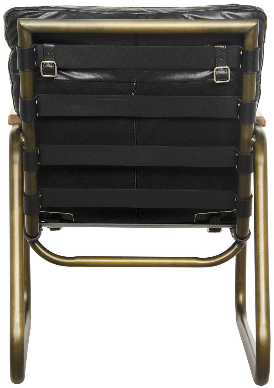 Noir Cowhide Arm Chair in Dark Walnut and Antique Brass LEA-C0118-1D