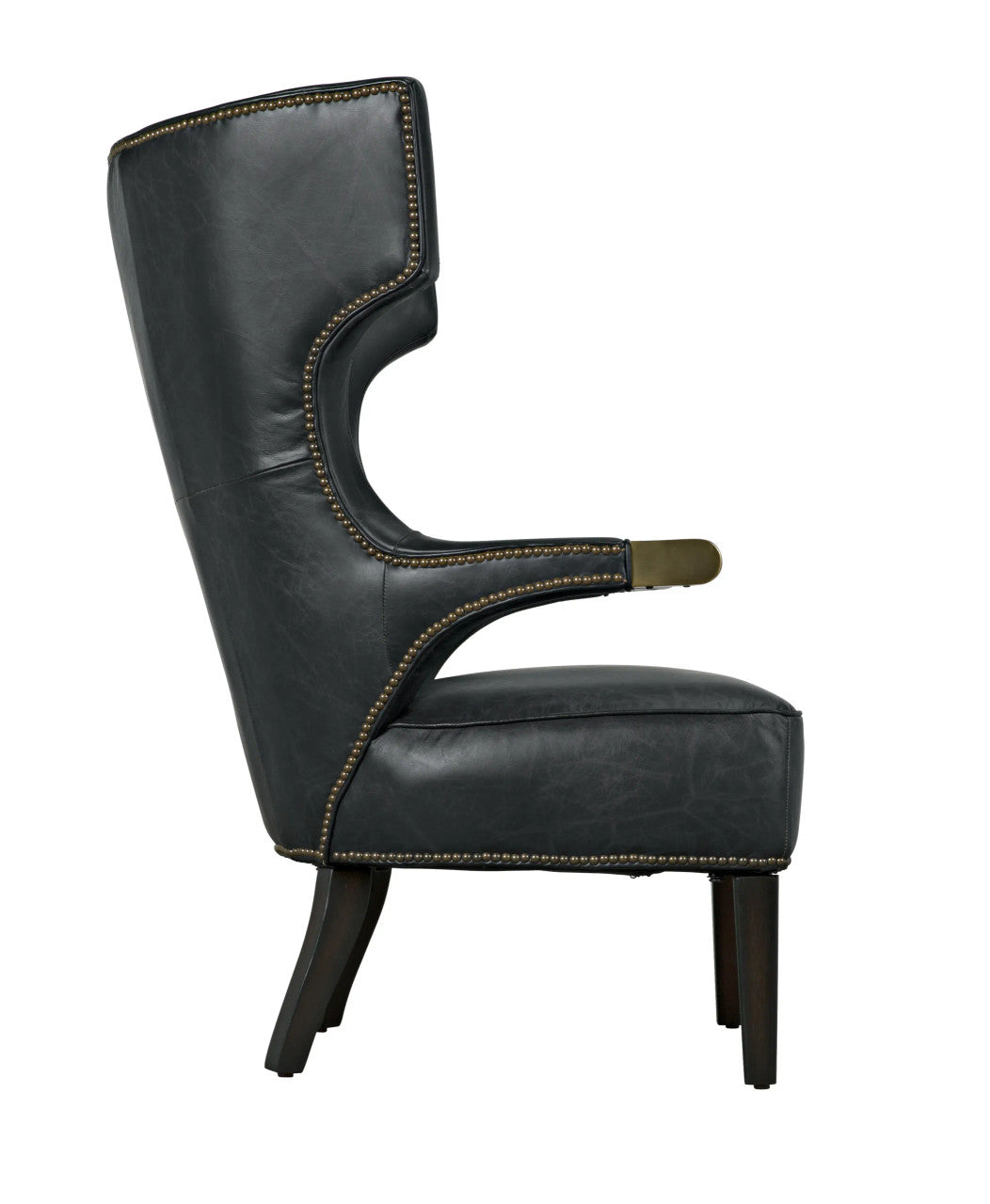 Noir Heracles Chair in Black Leather, Antique Brass and Dark Walnut LEA-C0387-1D