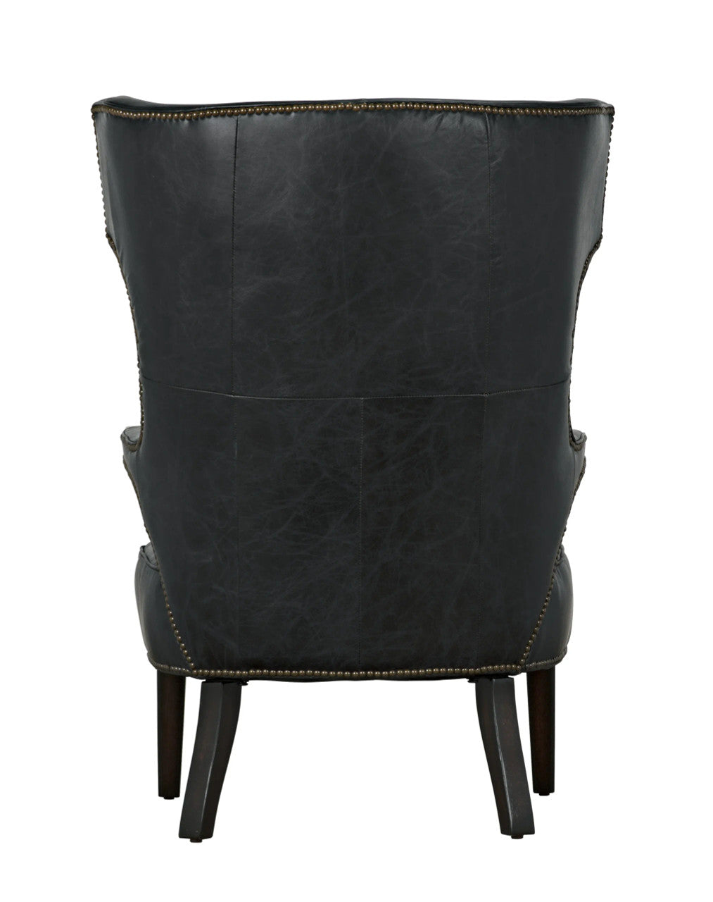 Noir Heracles Chair in Black Leather, Antique Brass and Dark Walnut LEA-C0387-1D