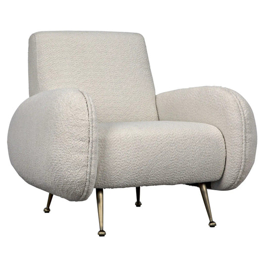 Noir Hera Chair in Antique Brass and Off White fabric LEA-C0454-1D