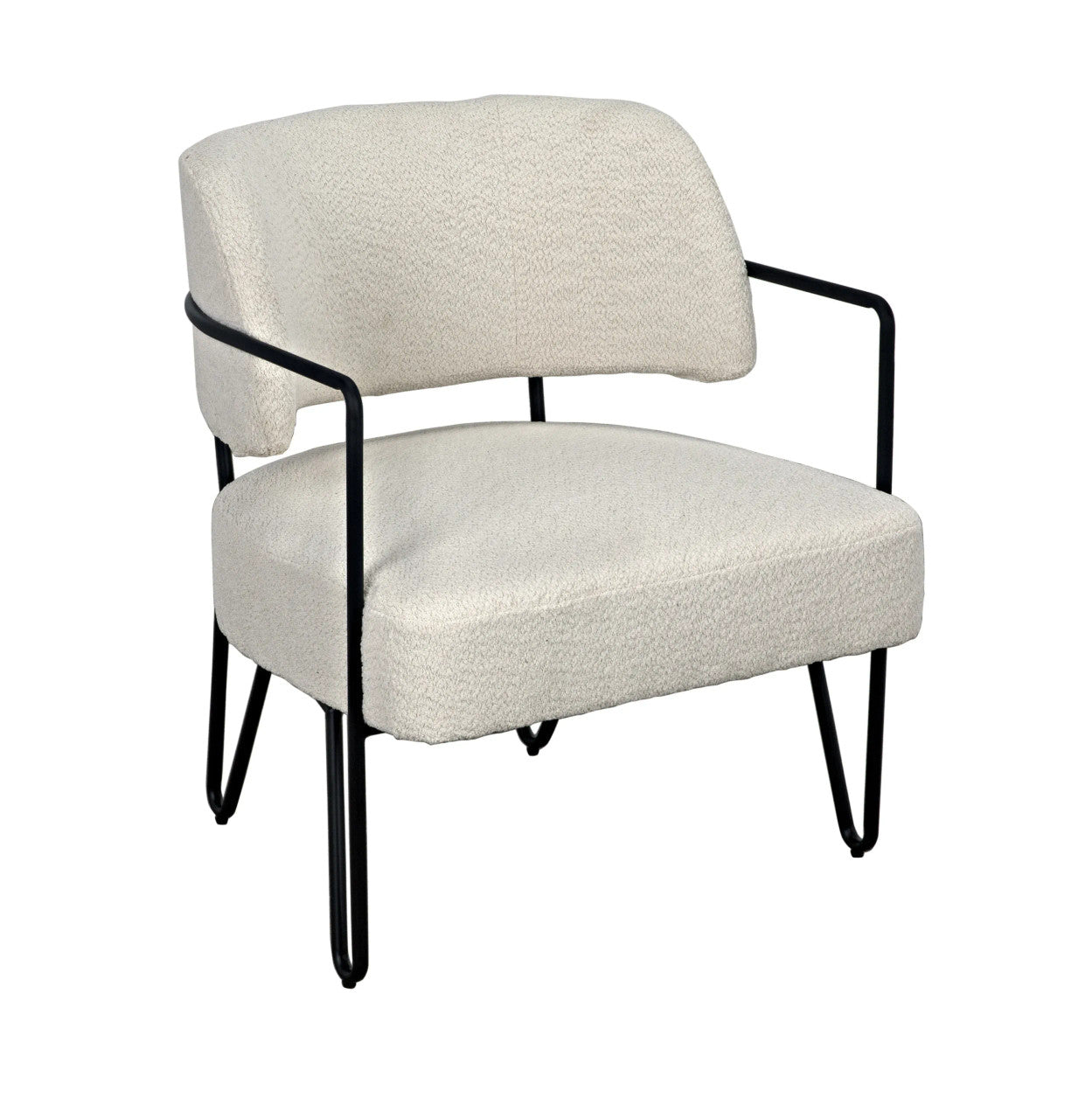 Noir Odin Chair in Black Metal and Off White Fabric LEA-C0469-1D