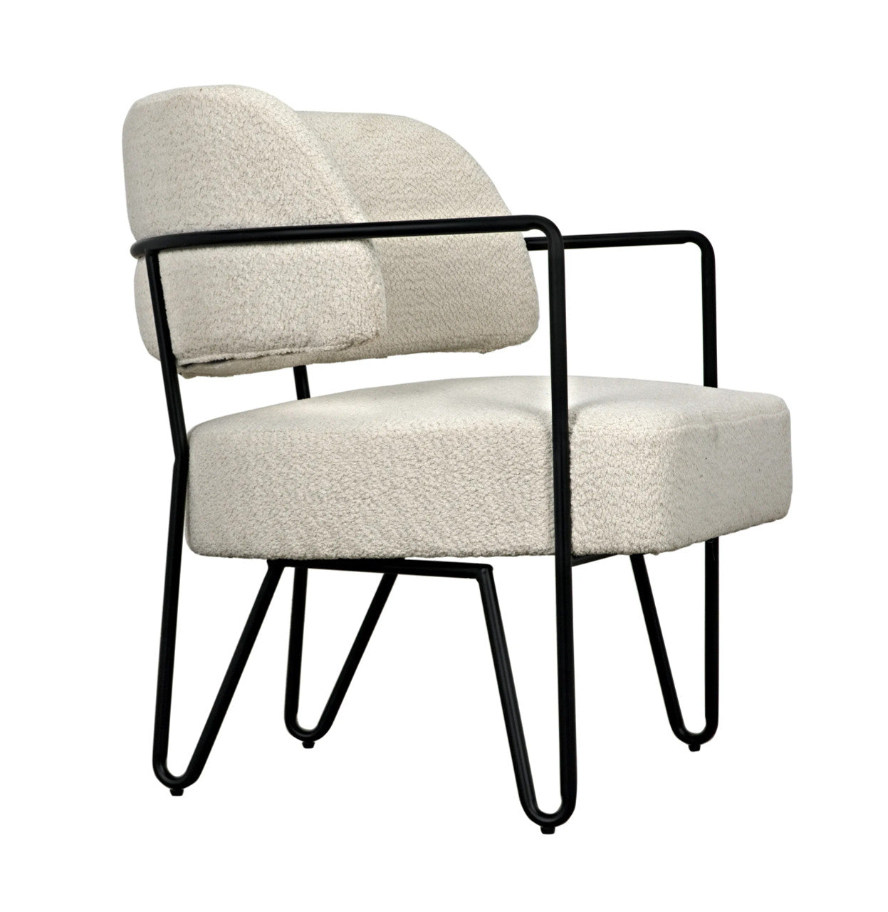 Noir Odin Chair in Black Metal and Off White Fabric LEA-C0469-1D