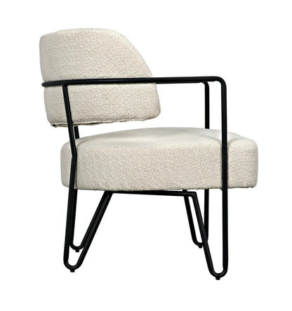 Noir Odin Chair in Black Metal and Off White Fabric LEA-C0469-1D