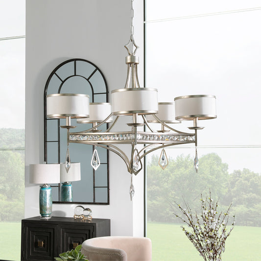 Uttermost Tamworth 5 Light Silver Champagne Chandelier 21268