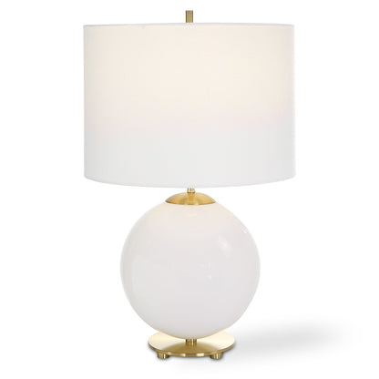 Lily Lifestyle White Glass, Sphere-Shaped Body With Gold Accents