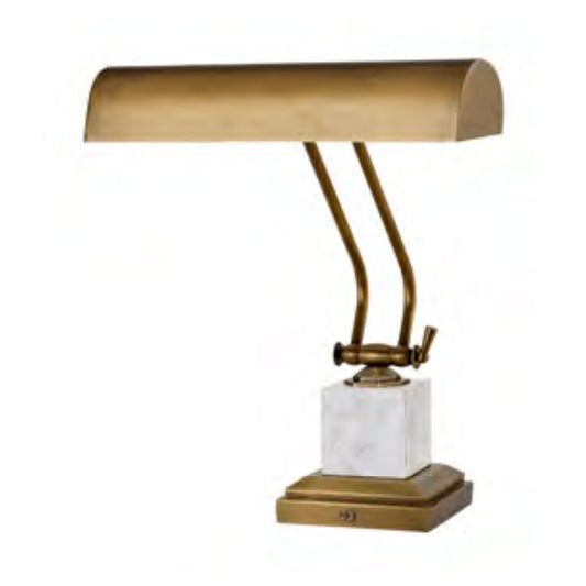 Lite Master Callista Piano or Desk Lamp in Antique Solid Brass with Marble T5968ABW