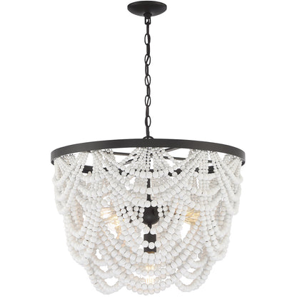 Meridian Lite Trends 5-Light Chandelier in White with Oil Rubbed Bronze M100101GRORB