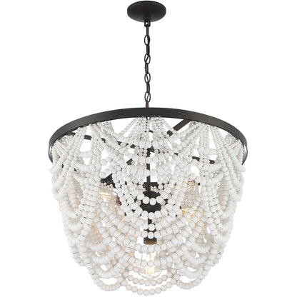 Meridian Lite Trends 5-Light Chandelier in White with Oil Rubbed Bronze M100101GRORB