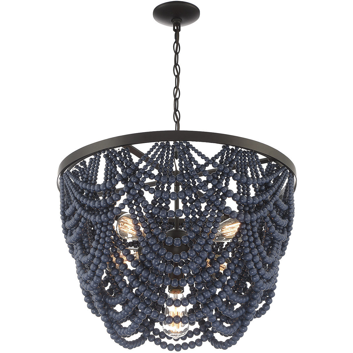 Meridian Lite Trends 5-Light Chandelier in Navy Blue with Oil Rubbed Bronze M100101NBLORB