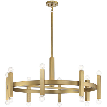 Meridian Lite Trends 16-Light Chandelier in Natural Brass M100103NB