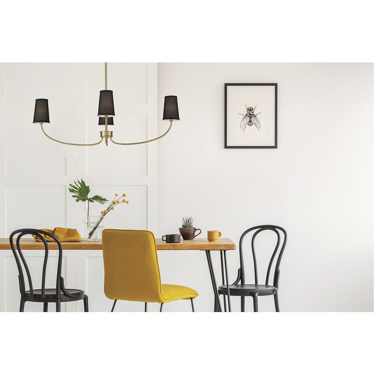 Meridian Lite Trends 4-Light Chandelier in Natural Brass M100104NB