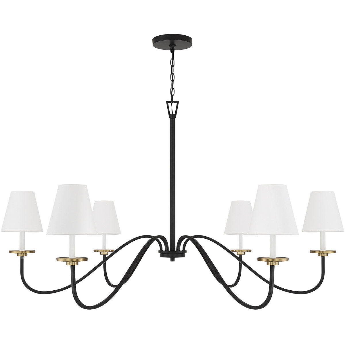 Meridian Lite Trends 6-Light Chandelier in Black with Natural Brass Accents M100106BNB