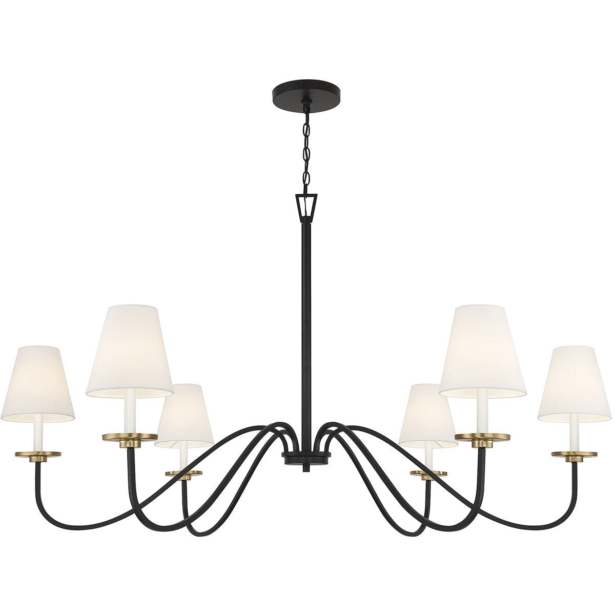 Meridian Lite Trends 6-Light Chandelier in Black with Natural Brass Accents M100106BNB