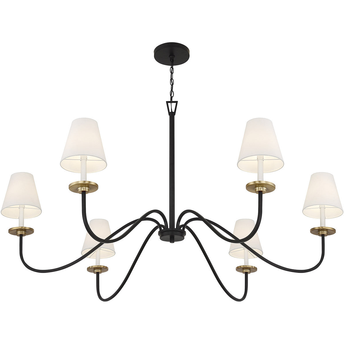 Meridian Lite Trends 6-Light Chandelier in Black with Natural Brass Accents M100106BNB