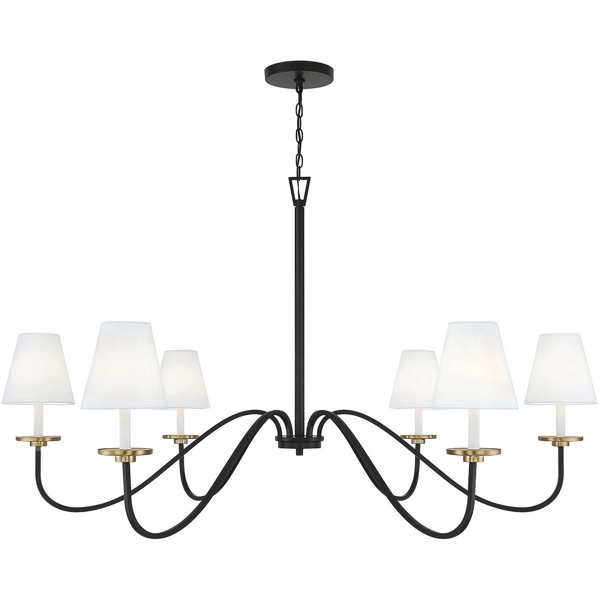 Meridian 6-Light Chandelier in Black with Natural Brass Accents M100106BNB