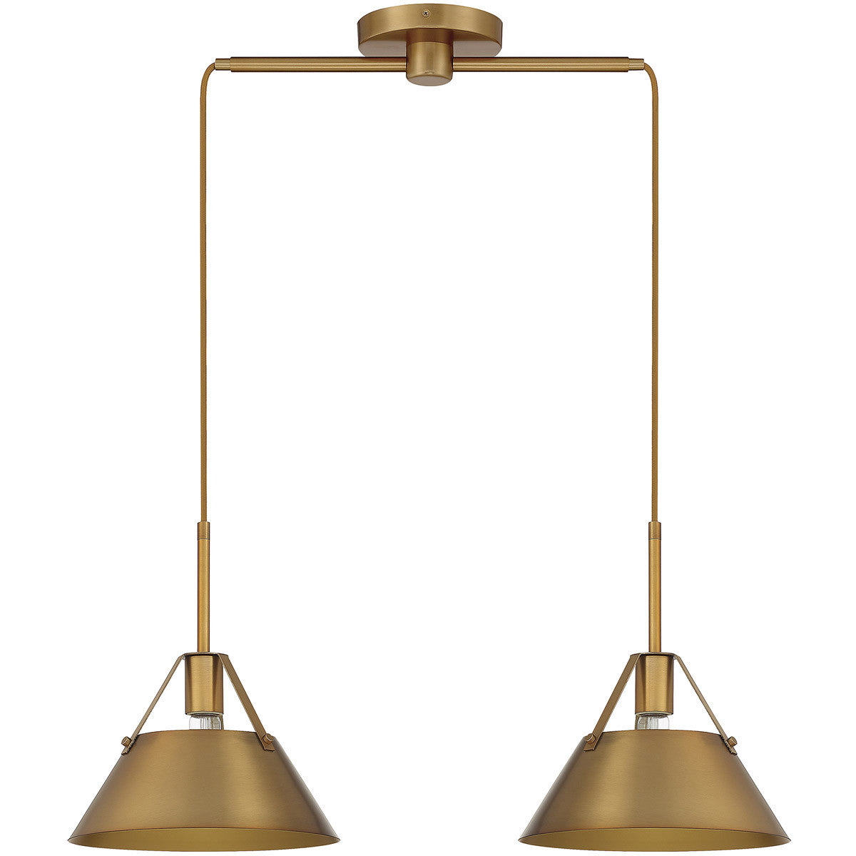 Meridian Lite Trends 2-Light Linear Chandelier in Natural Brass M100107NB