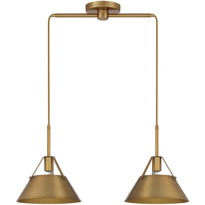 Meridian Lite Trends 2-Light Linear Chandelier in Natural Brass M100107NB